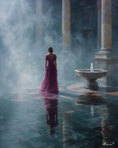 WOMAN BY FOUNTAIN