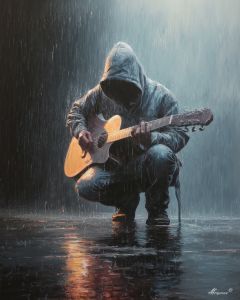 MUSICIAN UNDER RAIN