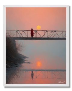WOMAN ON BRIDGE - FRAMED