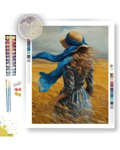 WOMAN WITH BLUE SCARF - Paint by Numbers Full Kit