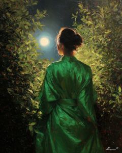 WOMAN IN GREEN SILK