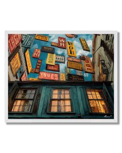 STREET OF FLOATING SIGNS - FRAMED