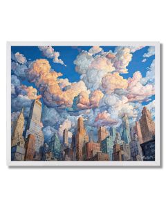 CITY UNDER CRAYON SKY - FRAMED