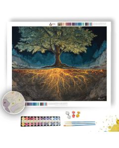 TREE WITH DRAWN ROOTS - Paint by Numbers Full Kit