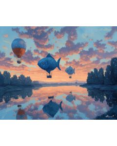 SUNSET WITH BALLOON FISH
