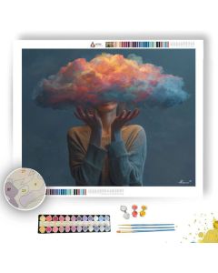 WOMAN WITH COLOR CLOUD - Paint by Numbers Full Kit