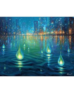 CITY WITH BLUE RAIN