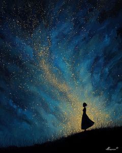 GOLD WOMAN UNDER STARS