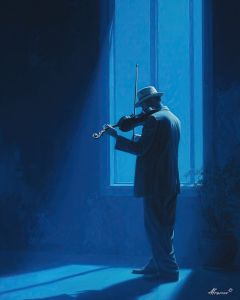 MUSICIAN IN BLUE ROOM