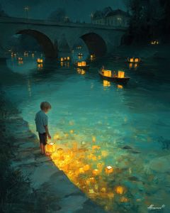CHILD BY RIVER LIGHT