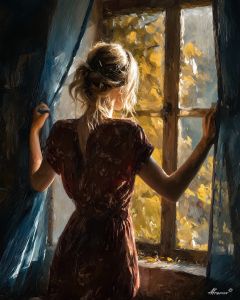 WOMAN OPENING WINDOW