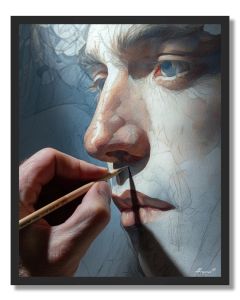ARTIST DRAWING HIMSELF - FRAMED