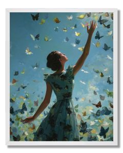 WOMAN AND BUTTERFLIES - FRAMED