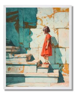 GIRL ON THE STAIRS - FRAMED
