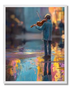 MUSICIAN BY RIVER - FRAMED