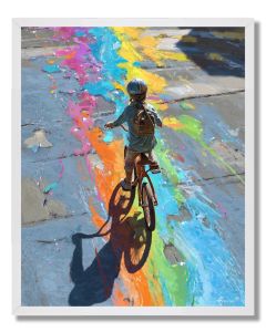 CHILD ON BICYCLE OF COLOR - FRAMED