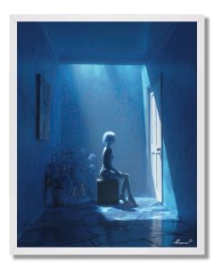 WOMAN IN BLUE ROOM - FRAMED
