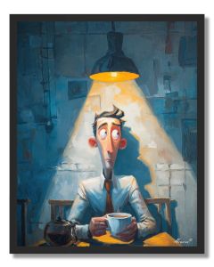 MAN AT THE CAFE - FRAMED