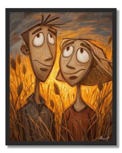 COUPLE IN SUN FIELD - FRAMED