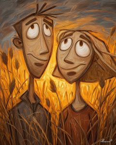 COUPLE IN SUN FIELD