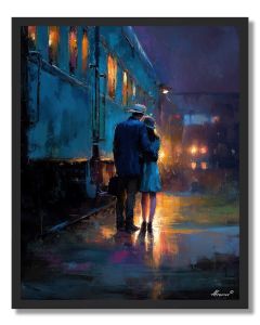 COUPLE BY THE TRAIN - FRAMED