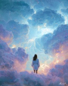 WOMAN IN LIGHT STORM