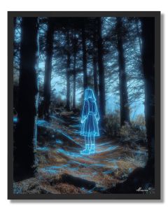 BLUE GIRL IN FOREST LIGHT - FRAMED