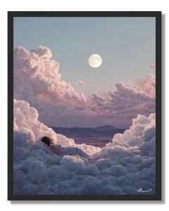 WOMAN SLEEPING ON CLOUDS - FRAMED