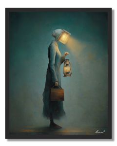WOMAN WITH REAL LANTERN - FRAMED