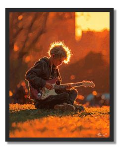 BOY PLAYING GUITAR - FRAMED