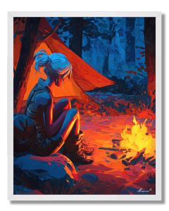 WOMAN UNDER FIRELIGHT - FRAMED
