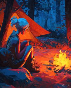 WOMAN UNDER FIRELIGHT