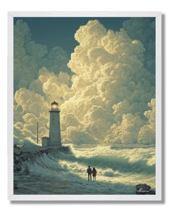 COUPLE UNDER LIGHTHOUSE - FRAMED