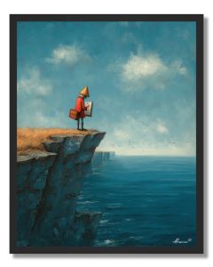 ARTIST ON CLIFF - FRAMED