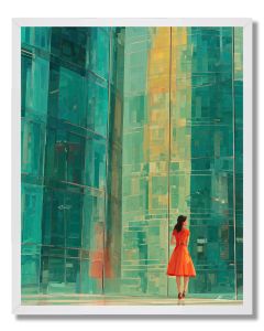 COLOR WOMAN IN GLASS CITY - FRAMED