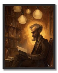 MAN IN LIBRARY GLOW - FRAMED
