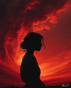 WOMAN IN RED SKY