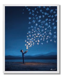 BOY WITH PAPER STARS - FRAMED