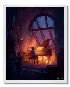 WOMAN IN CANDLELIGHT ROOM - FRAMED