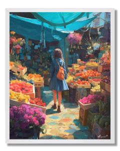 GIRL AT THE MARKET - FRAMED