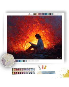 READING BY FIRE - Paint by Numbers Full Kit