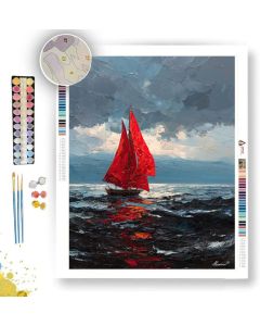 RED SAIL B&W - Paint by Numbers Full Kit