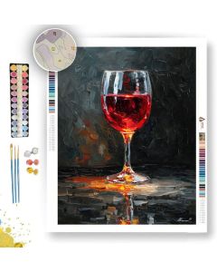 RED WINE GLASS B&W - Paint by Numbers Full Kit
