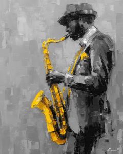 YELLOW SAXOPHONE B&W