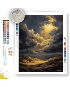 GOLD LIGHT OVER VALLEY B&W - Paint by Numbers Full Kit