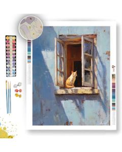 CAT IN WINDOW - Paint by Numbers Full Kit