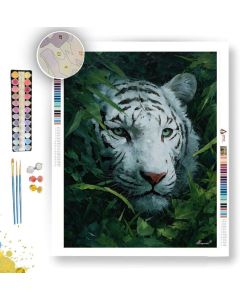 WHITE TIGER IN COLOR B&W - Paint by Numbers Full Kit