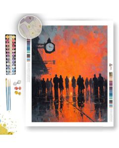 STATION AT NIGHT B&W - Paint by Numbers Full Kit