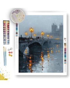 WHITE FOG OVER BRIDGE B&W - Paint by Numbers Full Kit