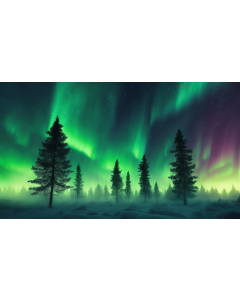 NORTHERN LIGHTS OVER A PINE FOREST